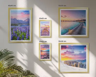 Tablou poliptic înrămat cu peisaje montane și priveliști din natură