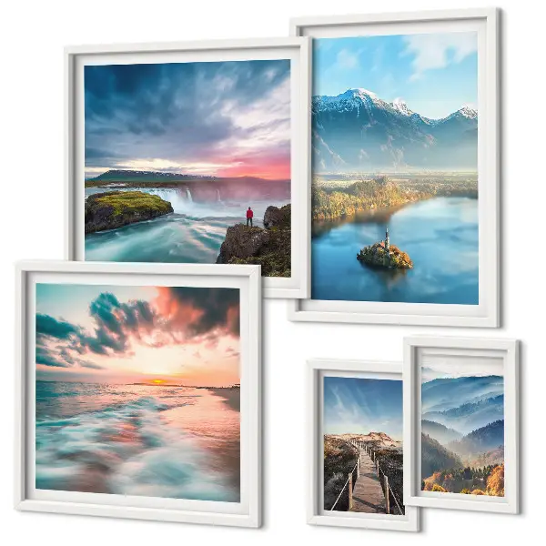 Set de tablouri decorative pentru perete peisaje montane cu cascade