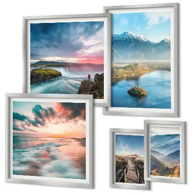 Set de tablouri decorative pentru perete peisaje montane cu cascade