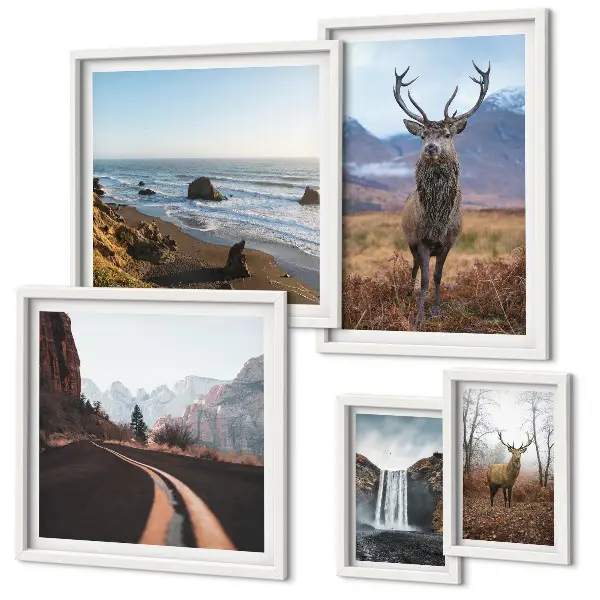 Set de tablouri decorative pentru perete cu peisaje și animale sălbatice din natură