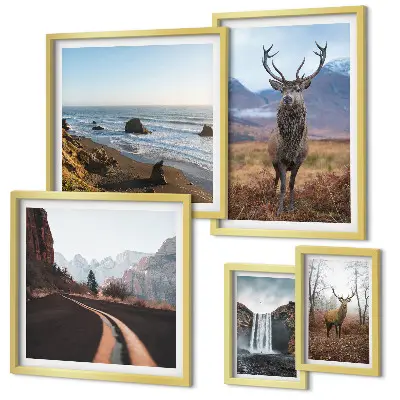 Set de tablouri decorative pentru perete cu peisaje și animale sălbatice din natură