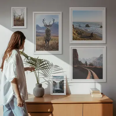 Set de tablouri decorative pentru perete cu peisaje și animale sălbatice din natură