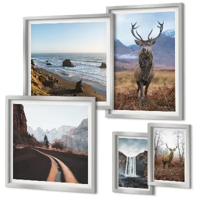 Set de tablouri decorative pentru perete cu peisaje și animale sălbatice din natură
