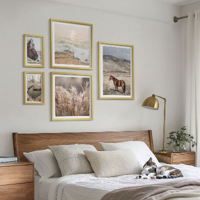 Decorațiune de perete set tablouri Peisaje cu cai și apă