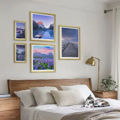 Peisaje montane și de coastă tablou poliptic înrămat