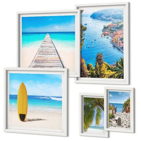 Set de tablouri decorative de perete cu peisaje și plaje de pe litoral