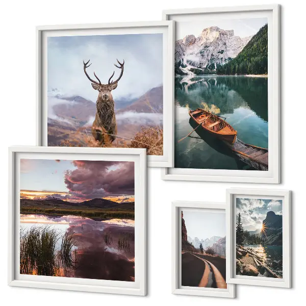 Set de tablouri decorative pentru perete peisaje cu munți, lacuri și natură