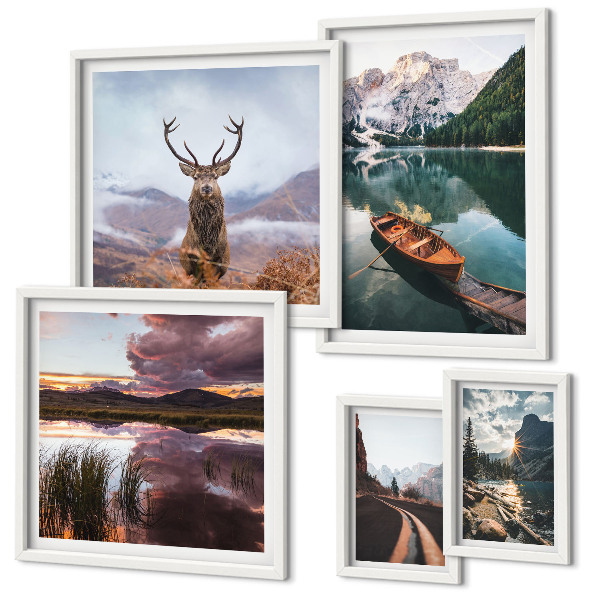 Decorațiune de perete set tablouri Peisaje munți lacuri natură