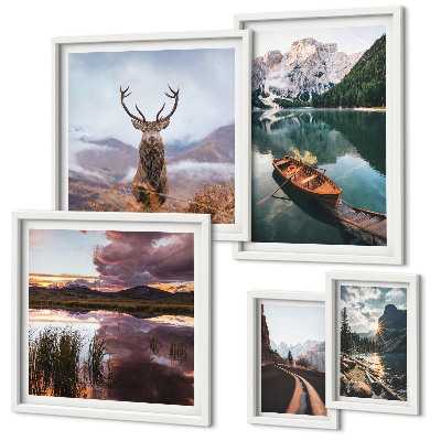Decorațiune de perete set tablouri Peisaje munți lacuri natură