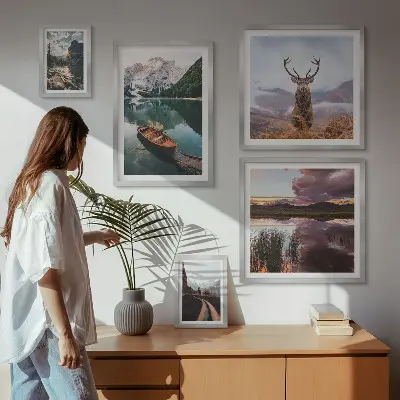 Set de tablouri decorative pentru perete peisaje cu munți, lacuri și natură