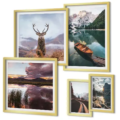 Set de tablouri decorative pentru perete peisaje cu munți, lacuri și natură