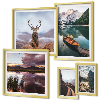 Decorațiune de perete set tablouri Peisaje munți lacuri natură