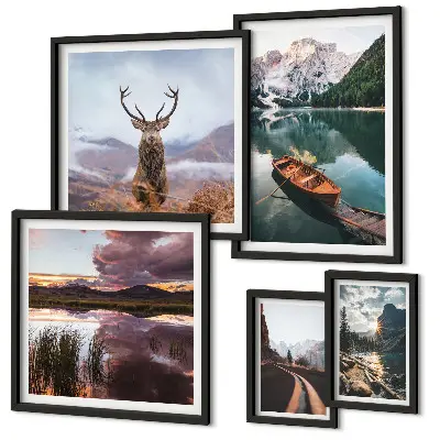 Set de tablouri decorative pentru perete peisaje cu munți, lacuri și natură