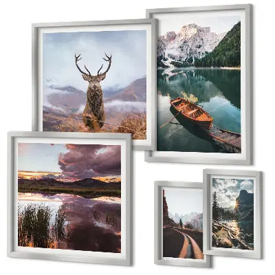 Set de tablouri decorative pentru perete peisaje cu munți, lacuri și natură