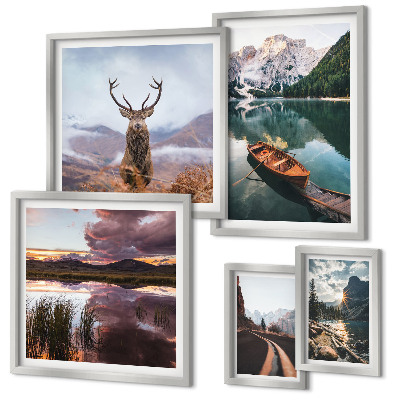 Decorațiune de perete set tablouri Peisaje munți lacuri natură