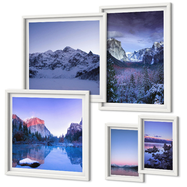 Decorațiune de perete set tablouri Peisaje cu lacuri de munte, păduri