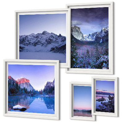 Decorațiune de perete set tablouri Peisaje cu lacuri de munte, păduri