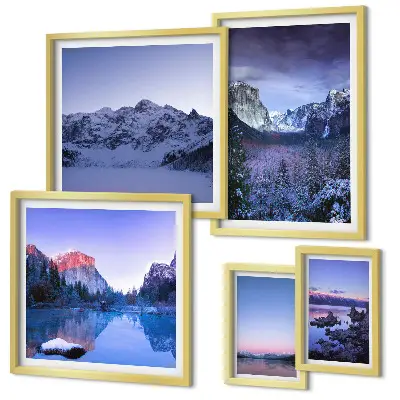 Set de tablouri decorative de perete peisaje cu lacuri de munte și păduri