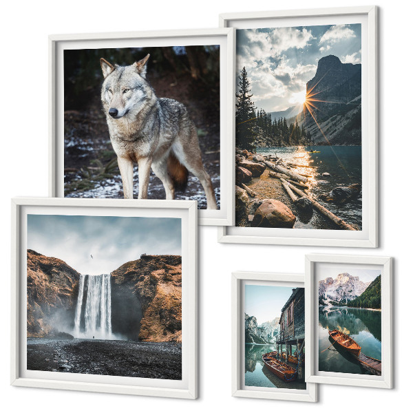 Decorațiune de perete set tablouri Peisaje naturale, animale sălbatice