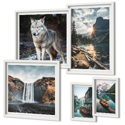 Decorațiune de perete set tablouri Peisaje naturale, animale sălbatice