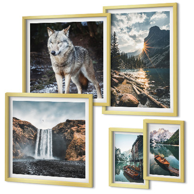 Decorațiune de perete set tablouri Peisaje naturale, animale sălbatice