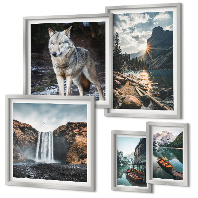Decorațiune de perete set tablouri Peisaje naturale, animale sălbatice