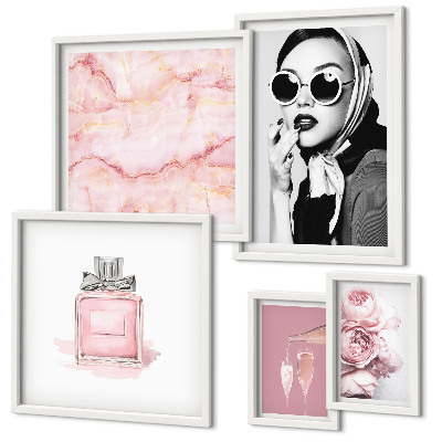Decorațiune de perete set tablouri Accente elegante în roz