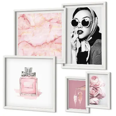 Set de tablouri decorative pentru perete cu accente elegante în nuanțe de roz