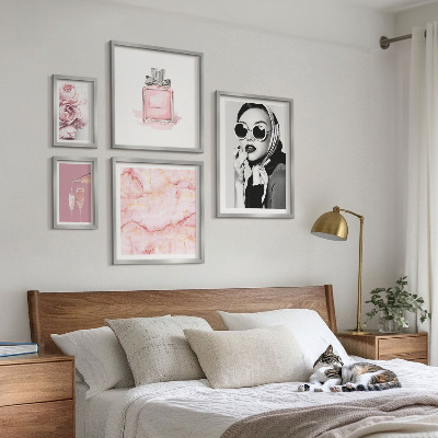 Decorațiune de perete set tablouri Accente elegante în roz