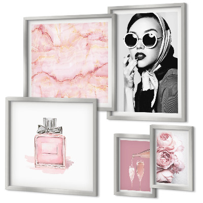 Decorațiune de perete set tablouri Accente elegante în roz