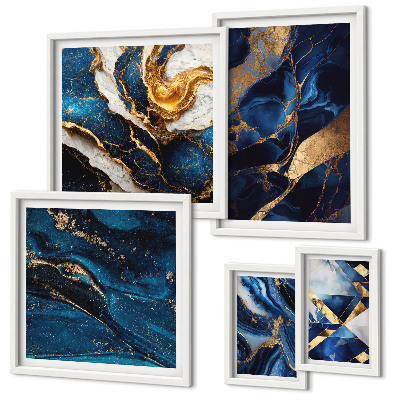 Polyptic înrămat Modele abstracte albastre