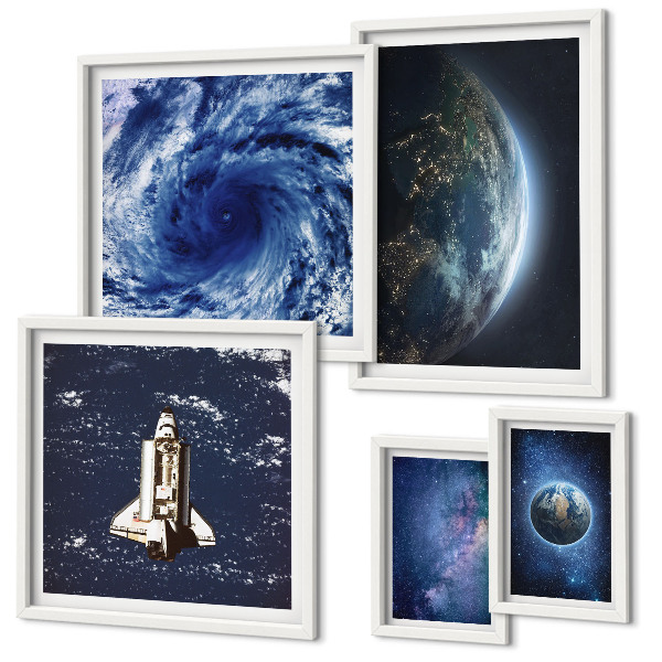 Decorațiune de perete set tablouri Peisajele cosmice ale Pământului