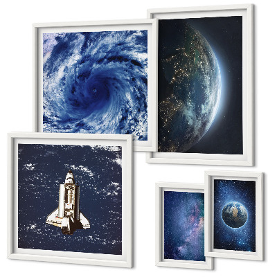 Decorațiune de perete set tablouri Peisajele cosmice ale Pământului