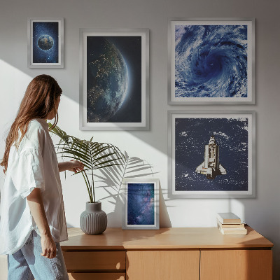 Decorațiune de perete set tablouri Peisajele cosmice ale Pământului