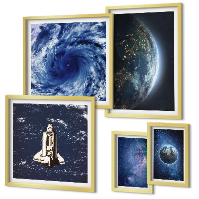 Decorațiune de perete set tablouri Peisajele cosmice ale Pământului