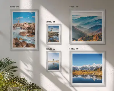 Tablou poliptic înrămat peisaj cu faruri naturale de munte și mare