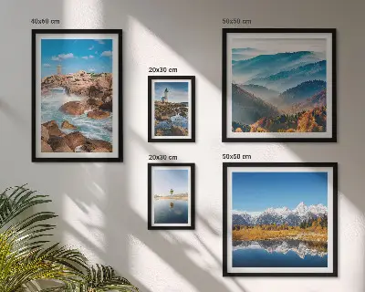 Tablou poliptic înrămat peisaj cu faruri naturale de munte și mare