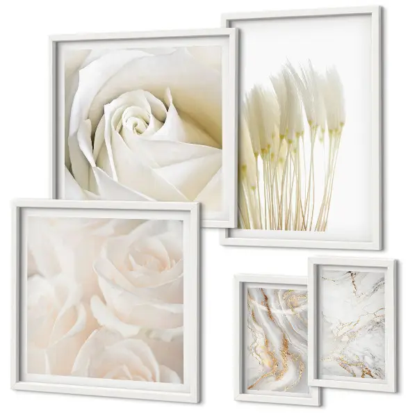 Set tablouri decorative de perete cu accente de marmură albă și roz