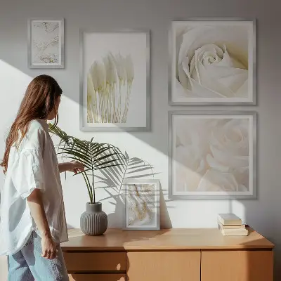 Set tablouri decorative de perete cu accente de marmură albă și roz
