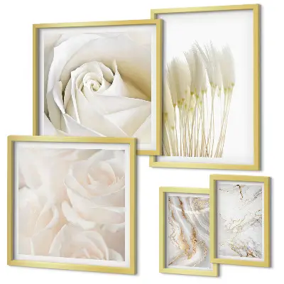 Set tablouri decorative de perete cu accente de marmură albă și roz