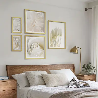 Set tablouri decorative de perete cu accente de marmură albă și roz