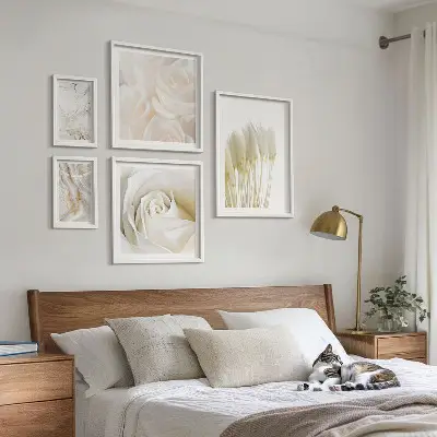Set tablouri decorative de perete cu accente de marmură albă și roz