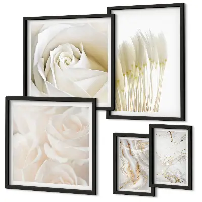 Set tablouri decorative de perete cu accente de marmură albă și roz