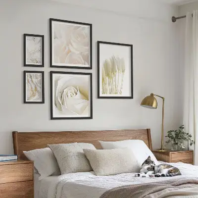 Set tablouri decorative de perete cu accente de marmură albă și roz