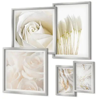 Set tablouri decorative de perete cu accente de marmură albă și roz