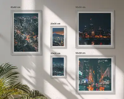 Vederi nocturne ale orașelor moderne tablou poliptic înrămat