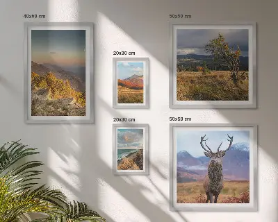 Set de tablouri decorative pentru perete cu peisaje montane și animale sălbatice