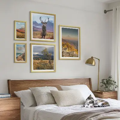 Set de tablouri decorative pentru perete cu peisaje montane și animale sălbatice