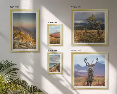 Set de tablouri decorative pentru perete cu peisaje montane și animale sălbatice