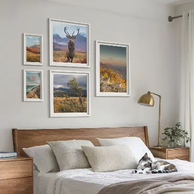 Set de tablouri decorative pentru perete cu peisaje montane și animale sălbatice